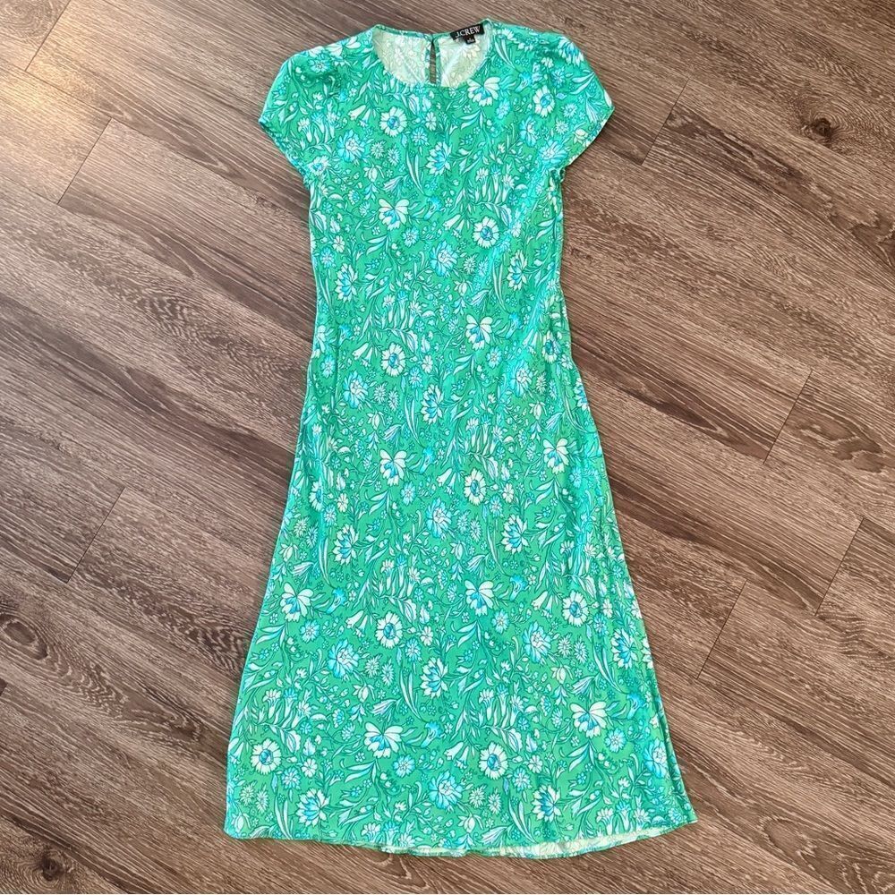 J. Crew Short Sleeve Gwyneth Cupro Blend Slip Dress Marigold Blooms
